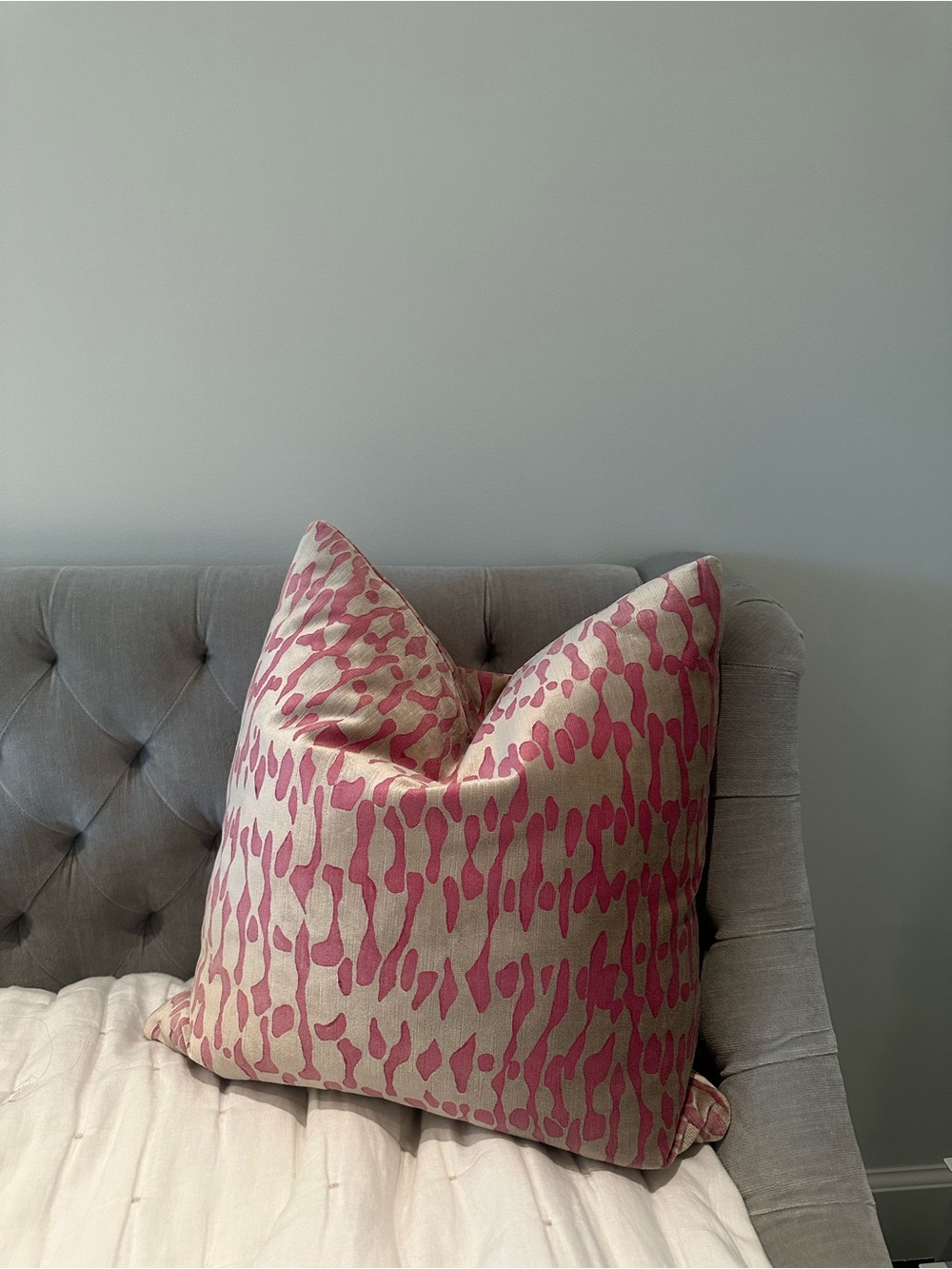 Room&Board Pink Patterned Velvet Decorative Throw Pillow - Galbraith & Paul